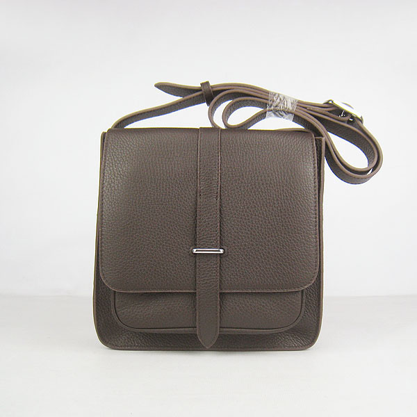 7A Hermes Togo Leather Messenger Bag Dark Coffee h2811 Replica - Click Image to Close